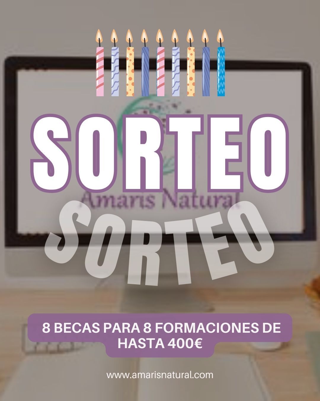 super sorteo de 8 becas en el 9 aniversario de Amaris Natural Imagen pastel de aniversario