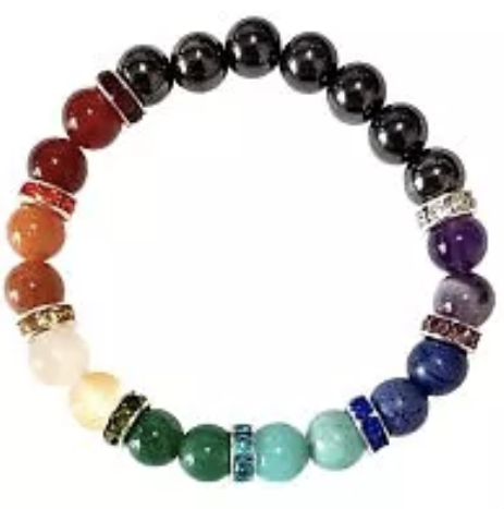 Pulsera bola 8 mm Chakras/Shunguita