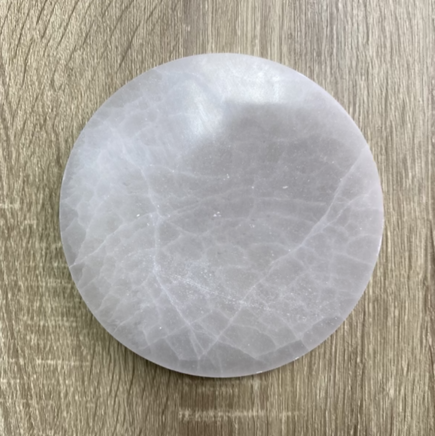Disco de selenita pulido (8/9 cm de diámetro)