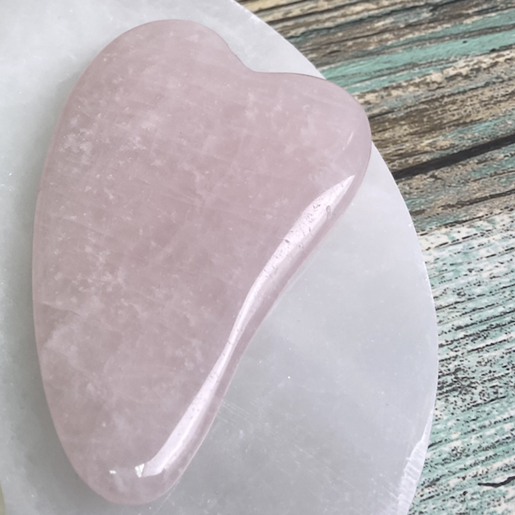 Gua Sha Cuarzo Rosa, masajeador