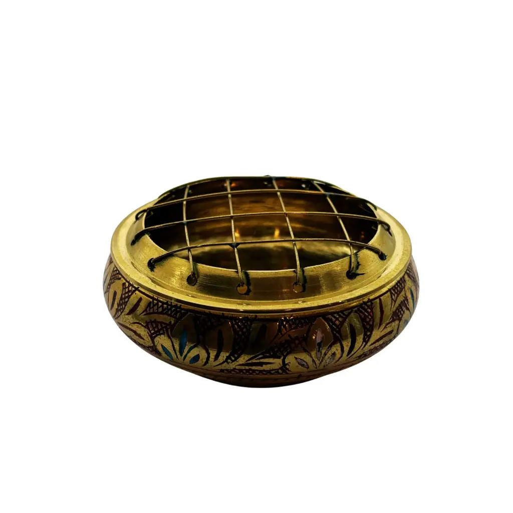 Incensario Pequeño Rejilla en Bronce con Grabados