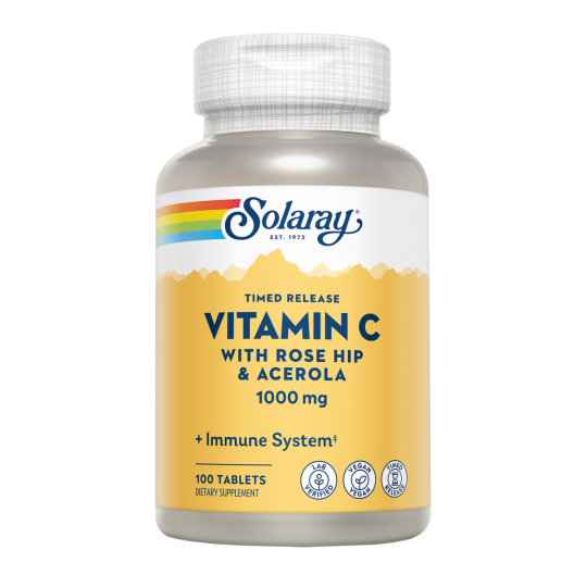 Vitamina C 1000gr Rose hip &amp; Acerola 100 tabletas Solaray