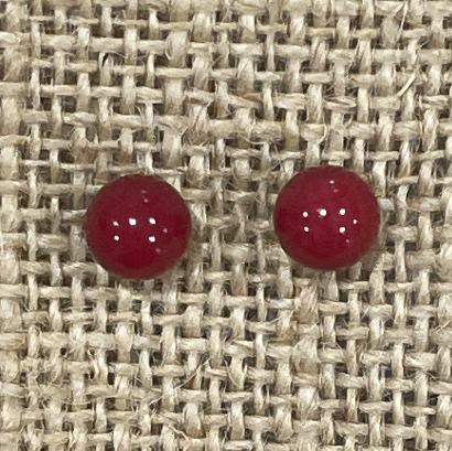Pendiente bola de 8 mm jaspe rojo