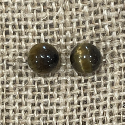 Pendiente bola 8 mm ojo de tigre