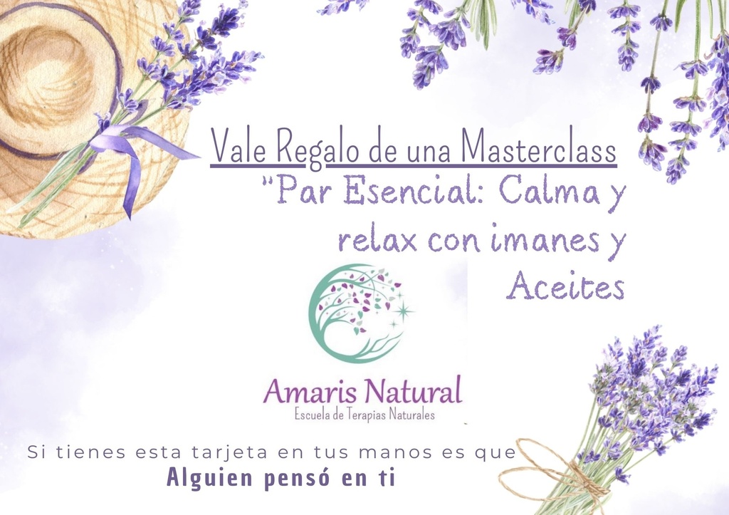 Vale regalo: MasterClass &quot;Par esencial: Calma y relax con imanes y aceites esenciales&quot;