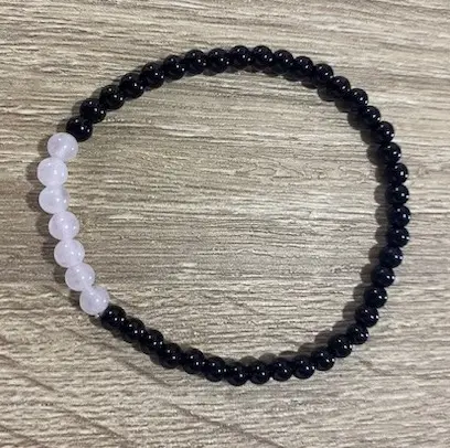 Pulsera Obsidiana y cuarzo rosa