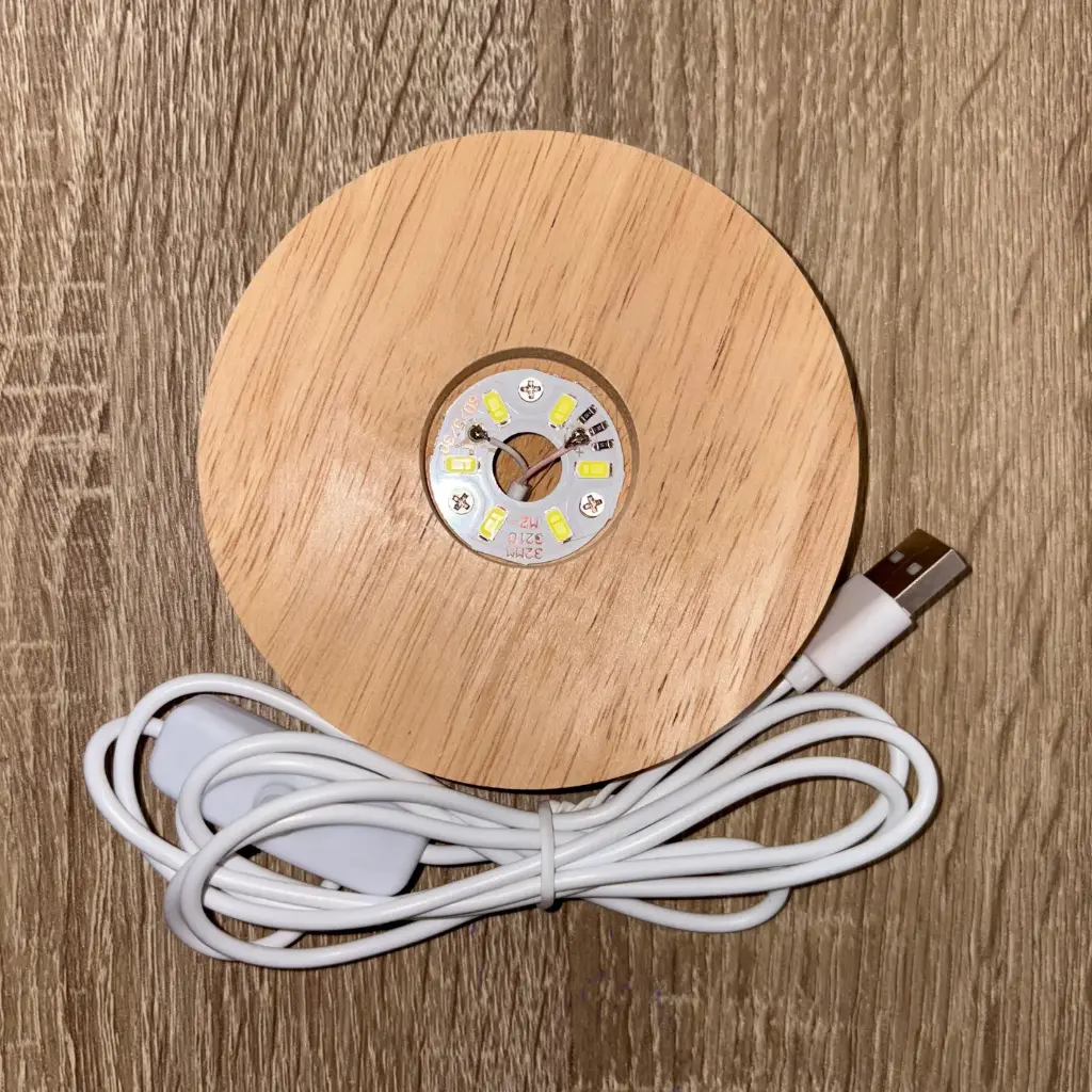 Base de luz led usb madera