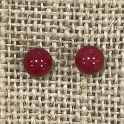 [MI048] Pendiente bola de 8 mm jaspe rojo