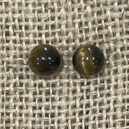 [MI035] Pendiente bola 8 mm ojo de tigre