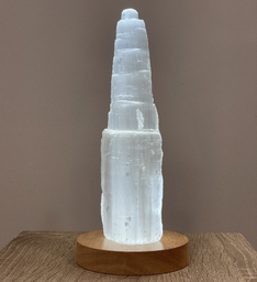 [MI002] Monolito de Selenita 20cm (base led blanca)