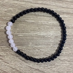 [MI 248] Pulsera Obsidiana con Cuarzo rosa 4mm