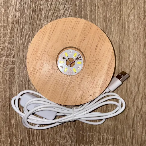 [MI250] Base de luz led usb madera redondo 10cm