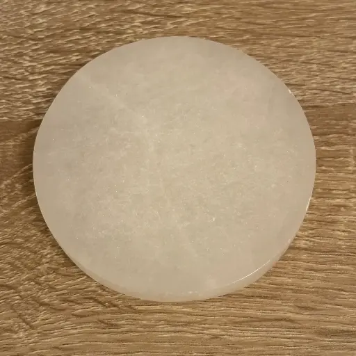 [MI306] Disco de selenita pulido 10,2 cm de diámetro aprox.
