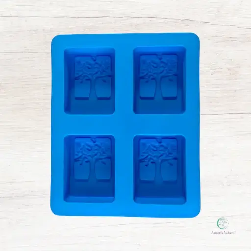 [MO015] Molde de silicona para 4 jabones Árboles