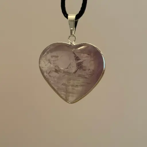 [MI379] Colgante corazón Amatista con borde de plata