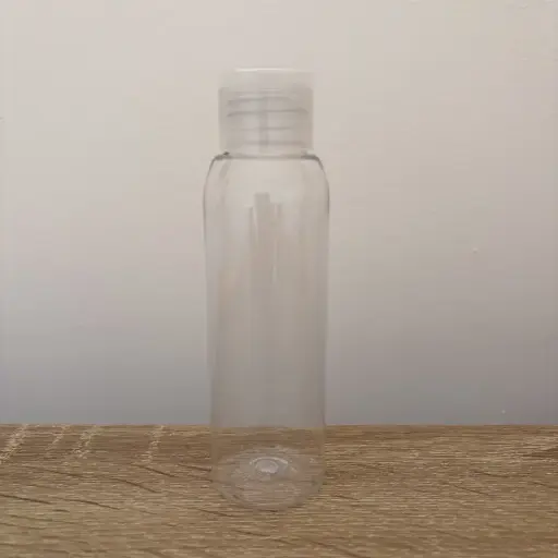 [ME008] Botella transparente 100ml tapón flip-top